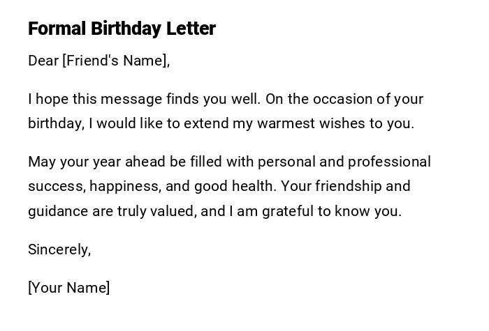 Formal Birthday Letter