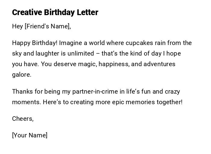 Creative Birthday Letter