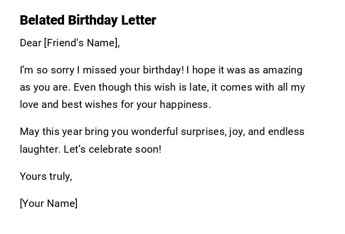 Belated Birthday Letter