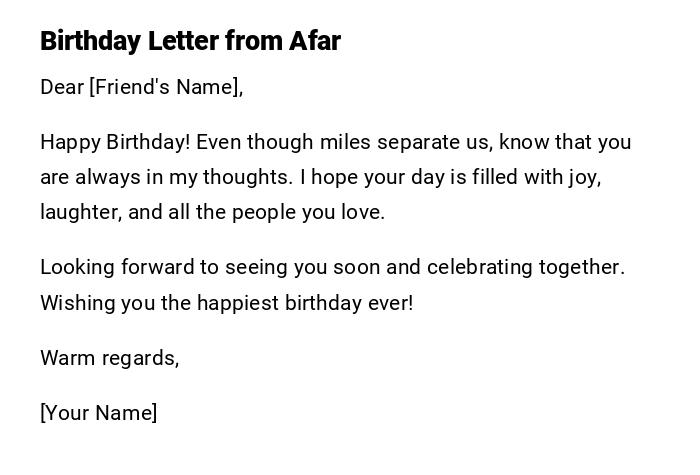 Birthday Letter from Afar