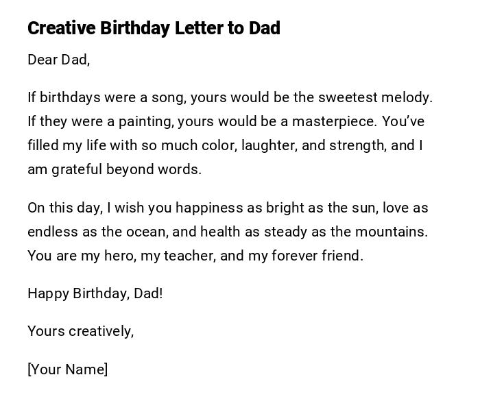 Creative Birthday Letter to Dad