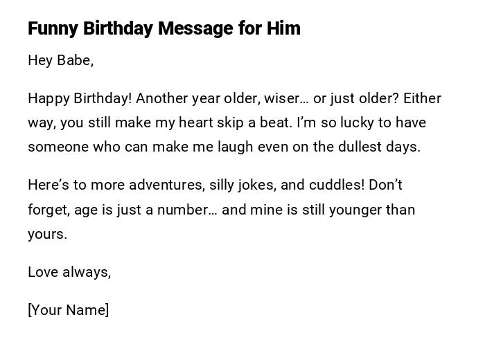 Funny Birthday Message for Him