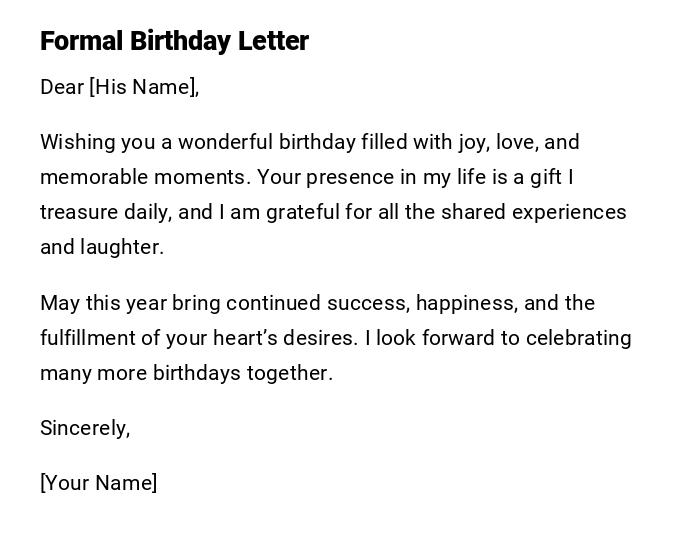 Formal Birthday Letter