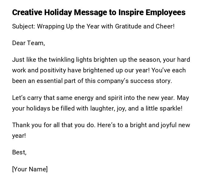 Creative Holiday Message to Inspire Employees Creative Holiday Message to Inspire Employees