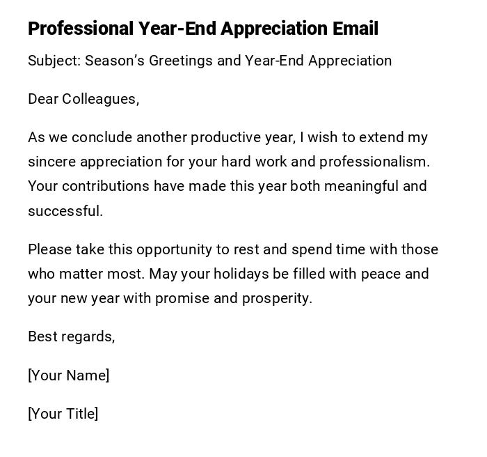 Professional Year-End Appreciation Email Professional Year-End Appreciation Email