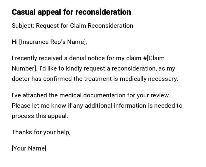 Casual appeal for reconsideration Casual appeal for reconsideration