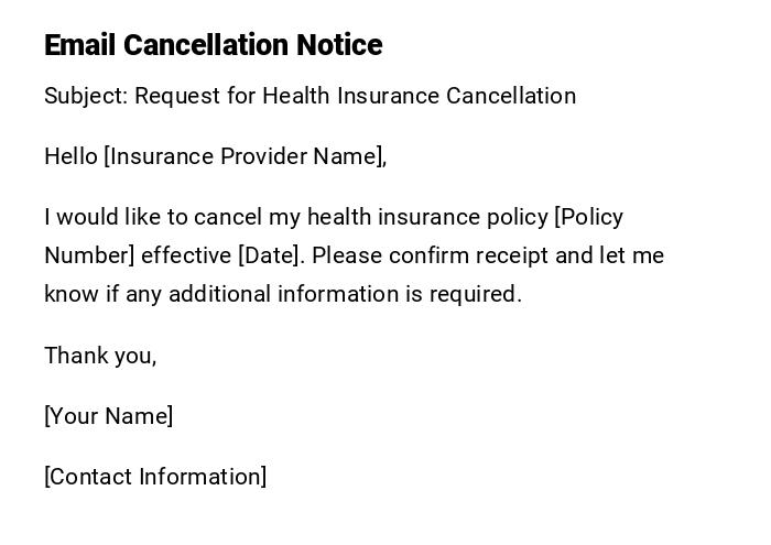 Email Cancellation Notice Email Cancellation Notice
