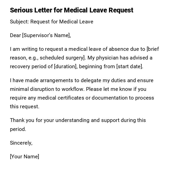 Serious Letter for Medical Leave Request Serious Letter for Medical Leave Request