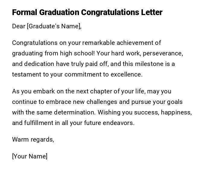 Formal Graduation Congratulations Letter Formal Graduation Congratulations Letter