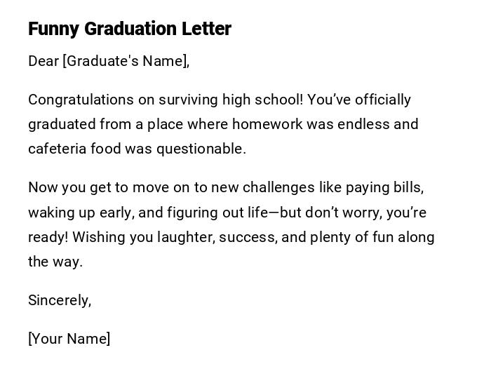 Funny Graduation Letter Funny Graduation Letter