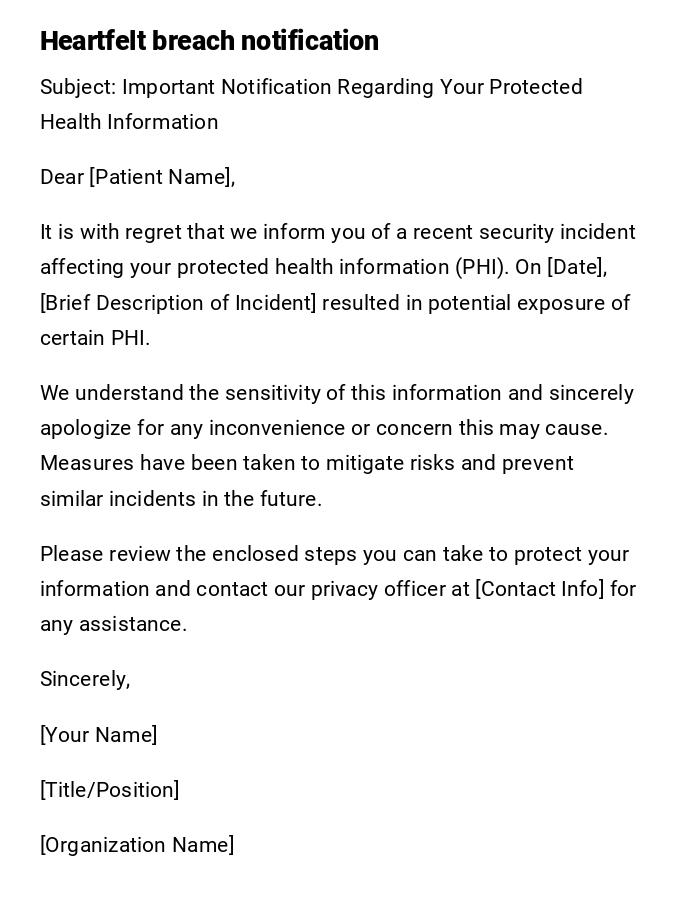 Heartfelt breach notification Heartfelt breach notification