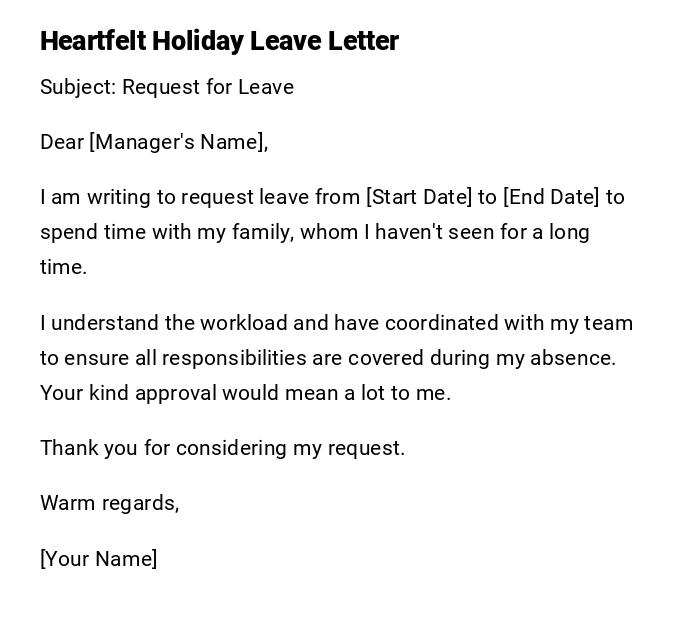 Heartfelt Holiday Leave Letter Heartfelt Holiday Leave Letter