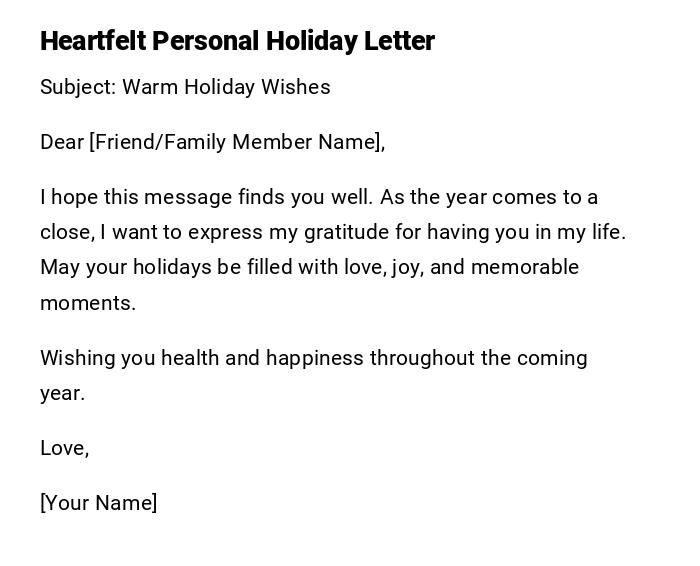 Heartfelt Personal Holiday Letter Heartfelt Personal Holiday Letter