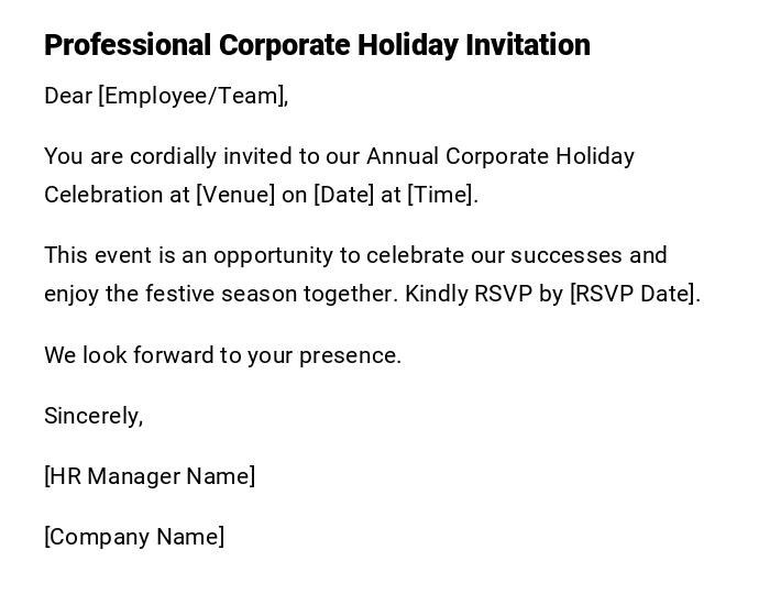 Professional Corporate Holiday Invitation Professional Corporate Holiday Invitation