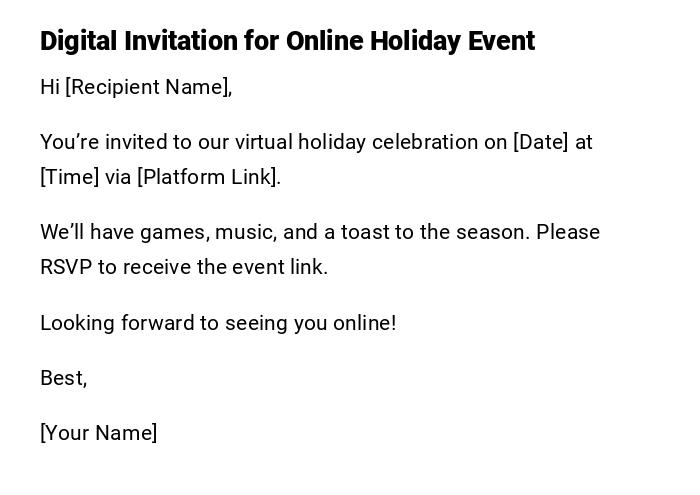 Digital Invitation for Online Holiday Event Digital Invitation for Online Holiday Event
