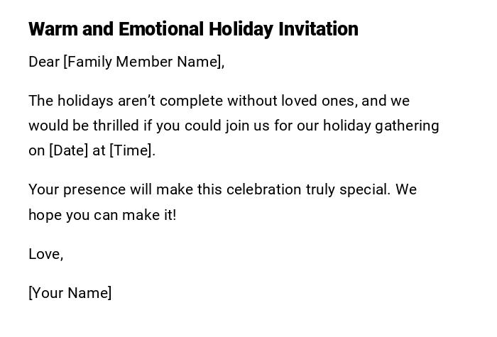 Warm and Emotional Holiday Invitation Warm and Emotional Holiday Invitation
