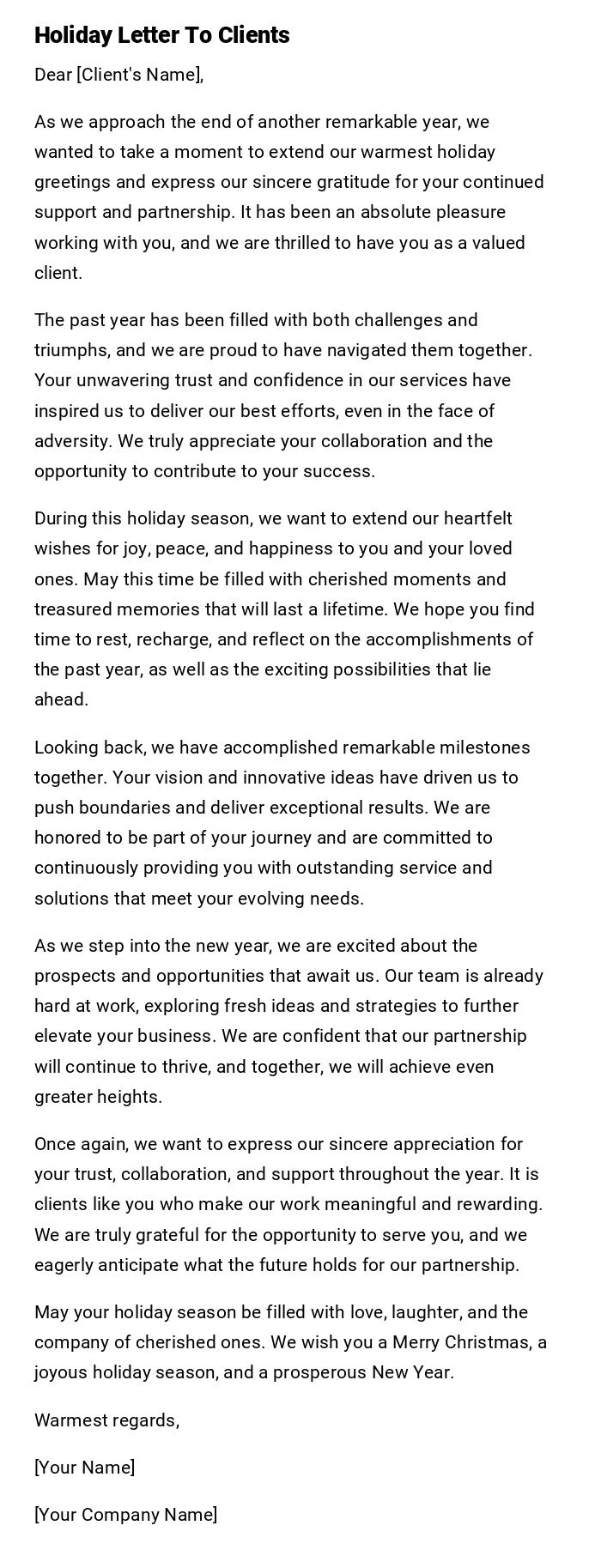 Holiday Letter To Clients Holiday Letter To Clients