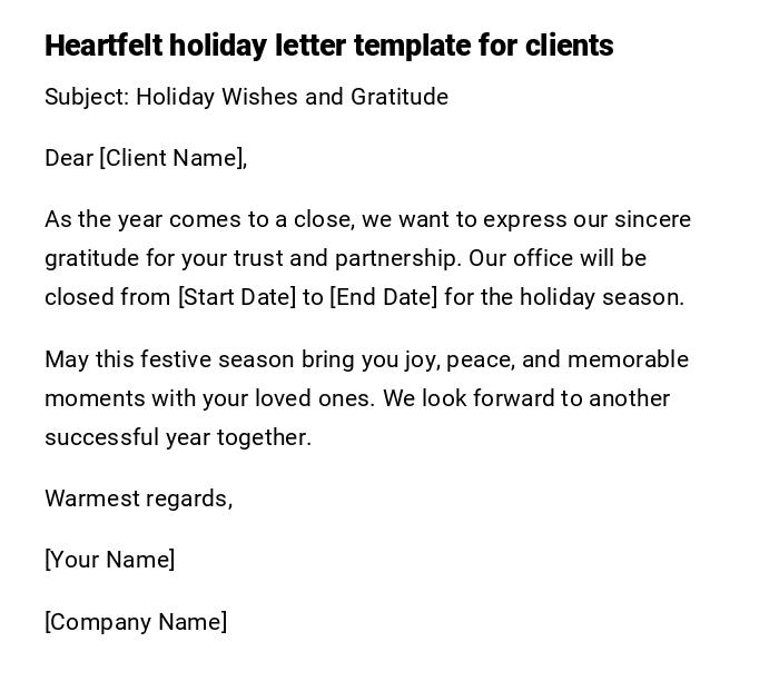 Heartfelt holiday letter template for clients Heartfelt holiday letter template for clients