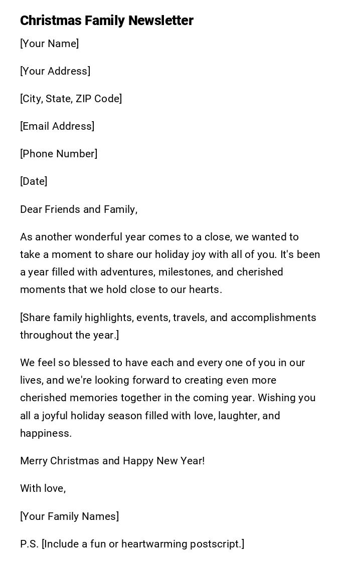 Christmas Family Newsletter Christmas Family Newsletter