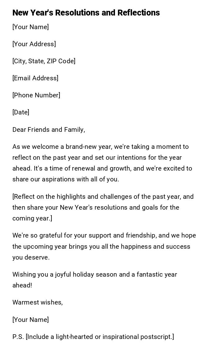 New Year's Resolutions and Reflections New Year's Resolutions and Reflections