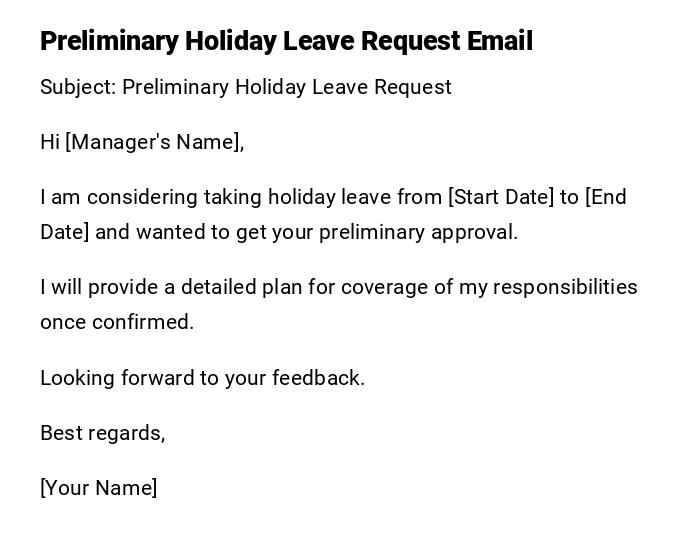 Preliminary Holiday Leave Request Email Preliminary Holiday Leave Request Email