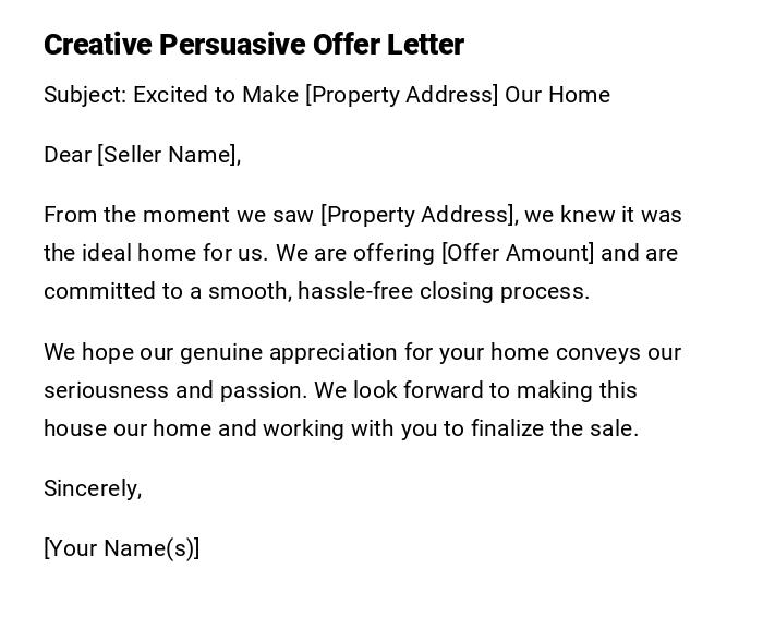 Creative Persuasive Offer Letter Creative Persuasive Offer Letter