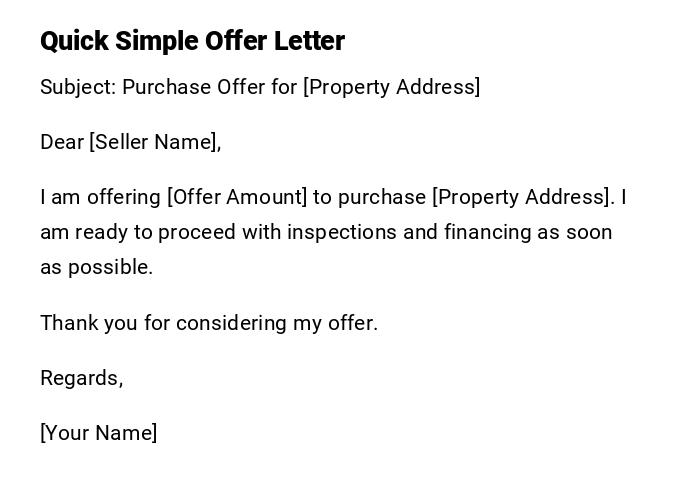Quick Simple Offer Letter Quick Simple Offer Letter