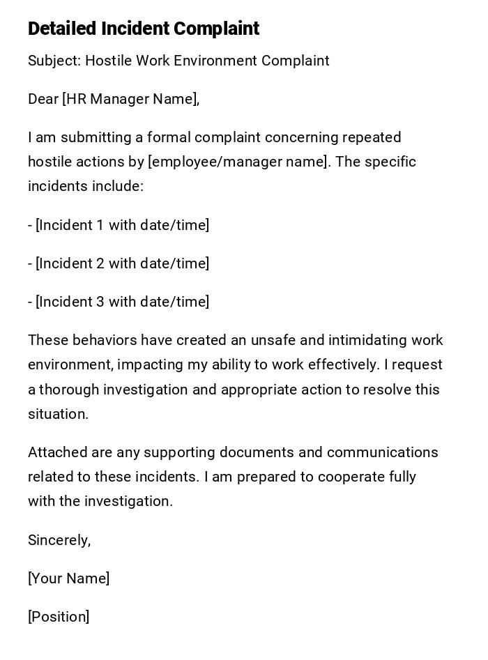 Detailed Incident Complaint Detailed Incident Complaint