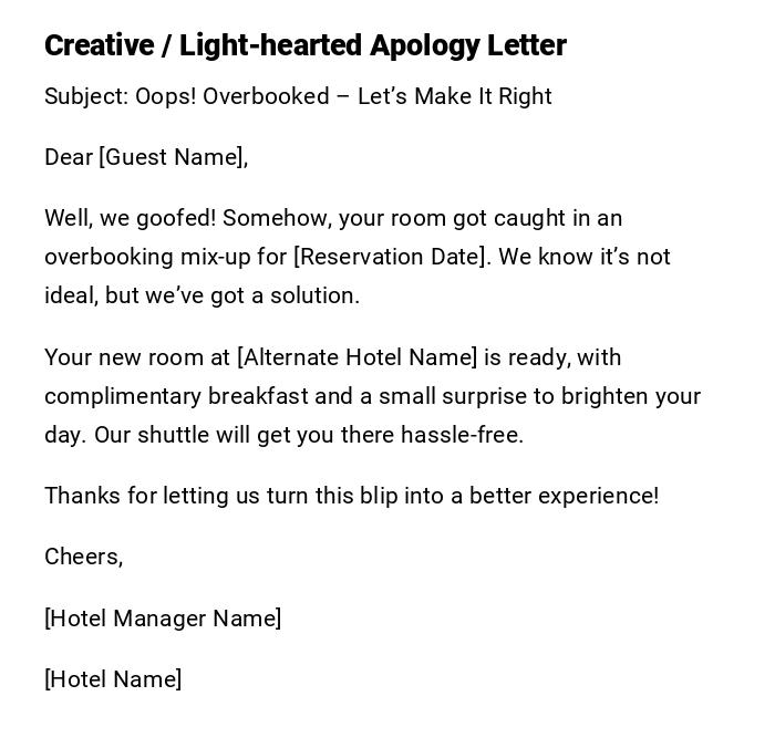 Creative / Light-hearted Apology Letter Creative / Light-hearted Apology Letter