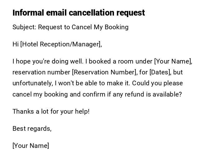 Informal email cancellation request