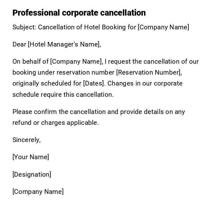 Professional corporate cancellation
