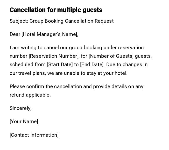 Cancellation for multiple guests
