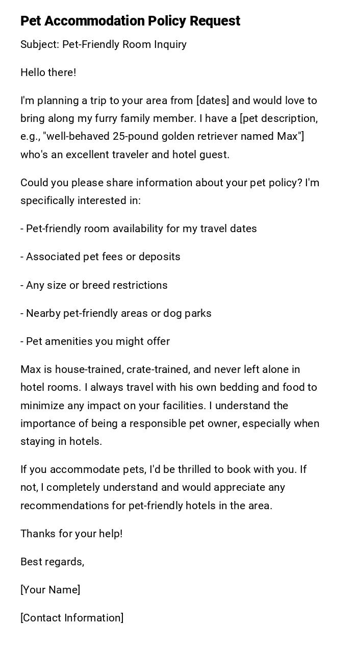 Pet Accommodation Policy Request Pet Accommodation Policy Request