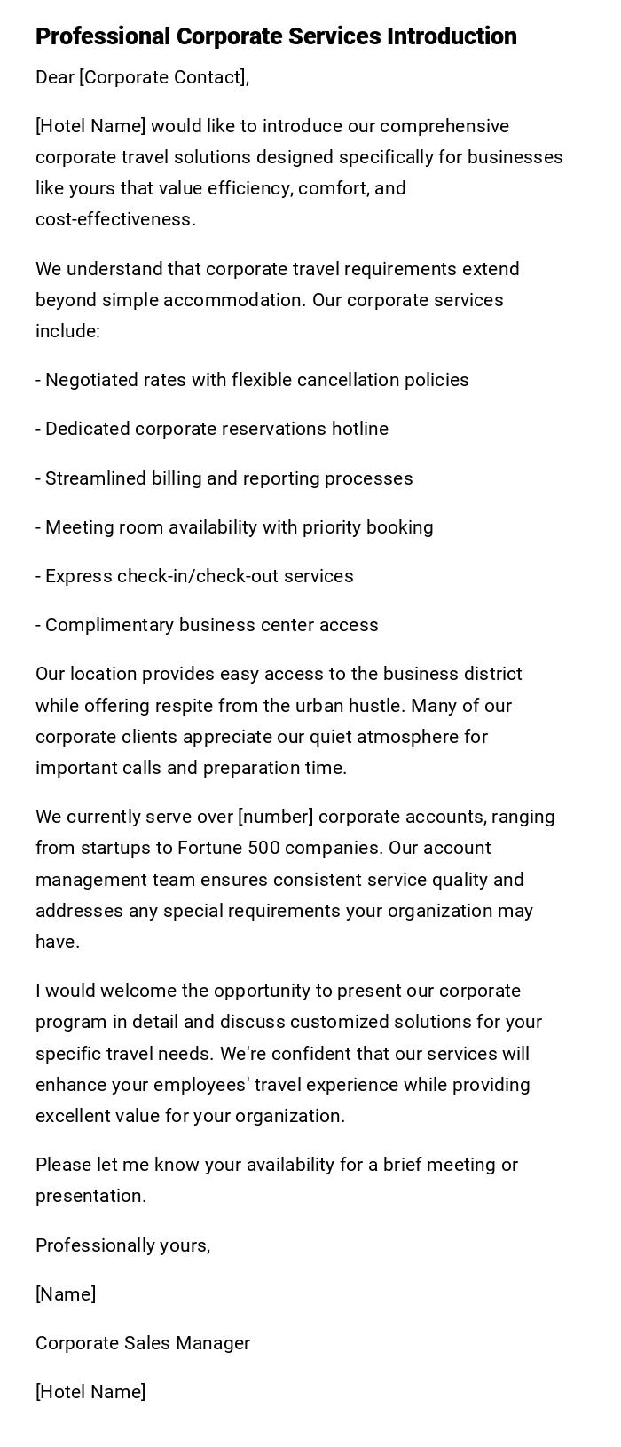 Professional Corporate Services Introduction Professional Corporate Services Introduction