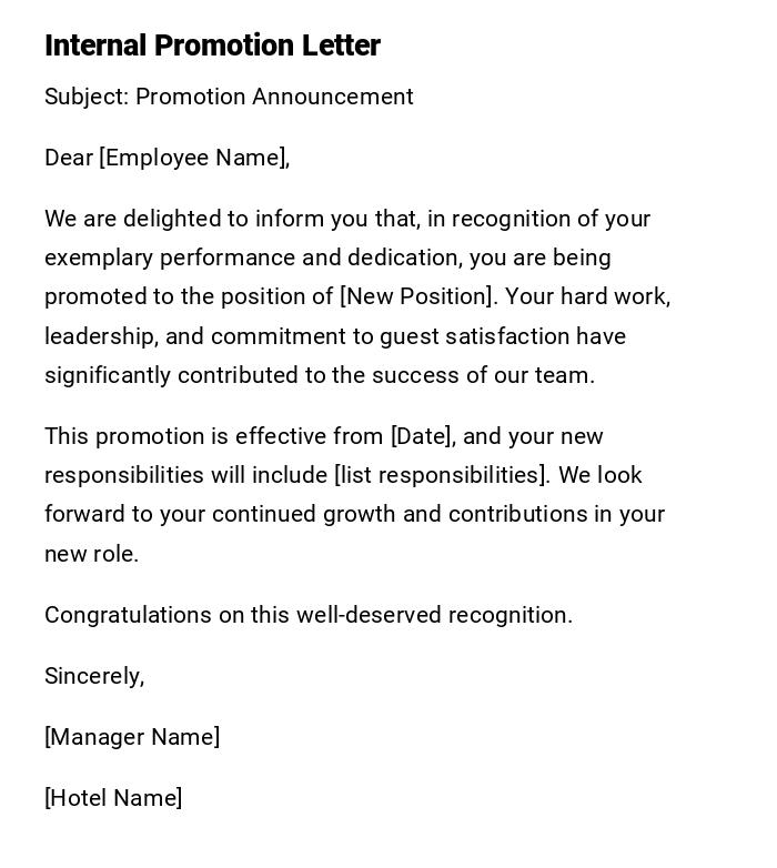 Internal Promotion Letter Internal Promotion Letter