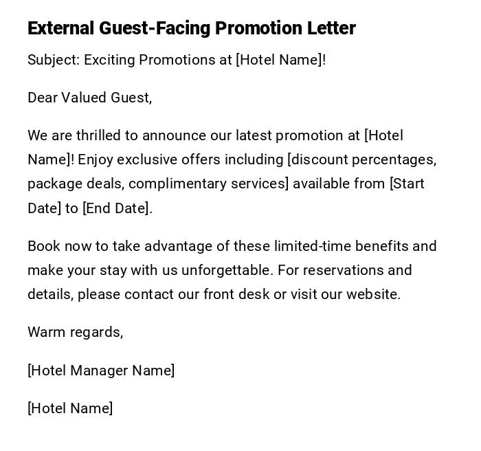 External Guest-Facing Promotion Letter External Guest-Facing Promotion Letter