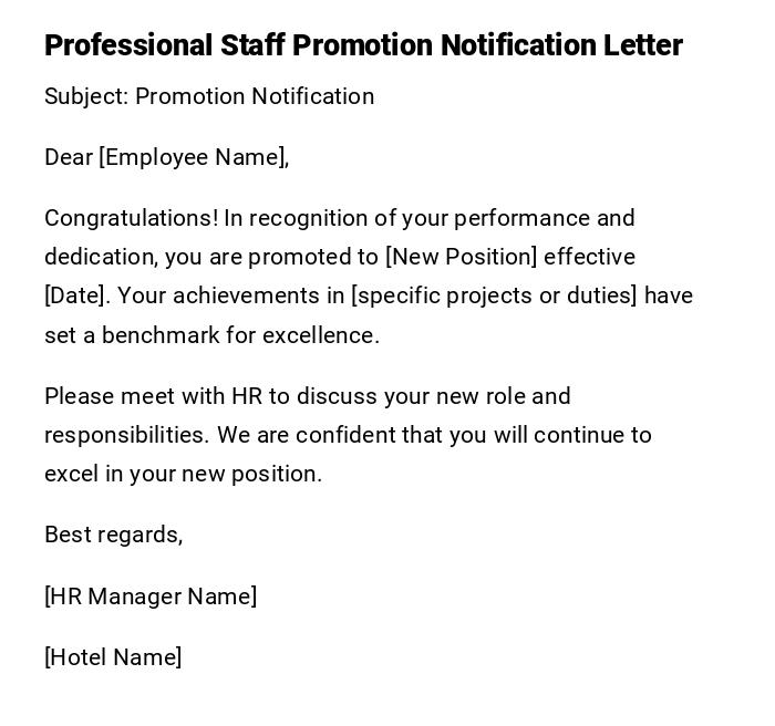Professional Staff Promotion Notification Letter Professional Staff Promotion Notification Letter