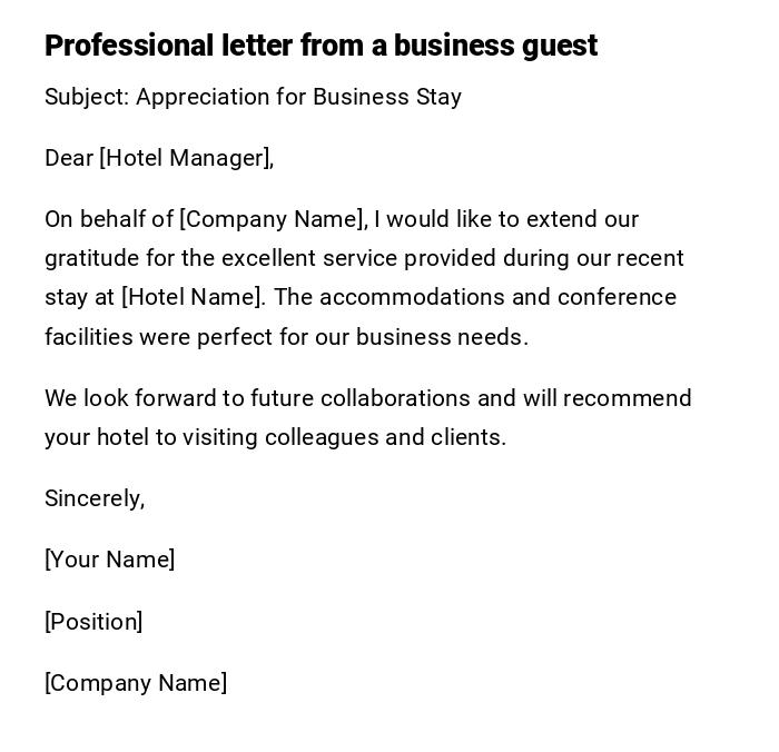 Professional letter from a business guest Professional letter from a business guest