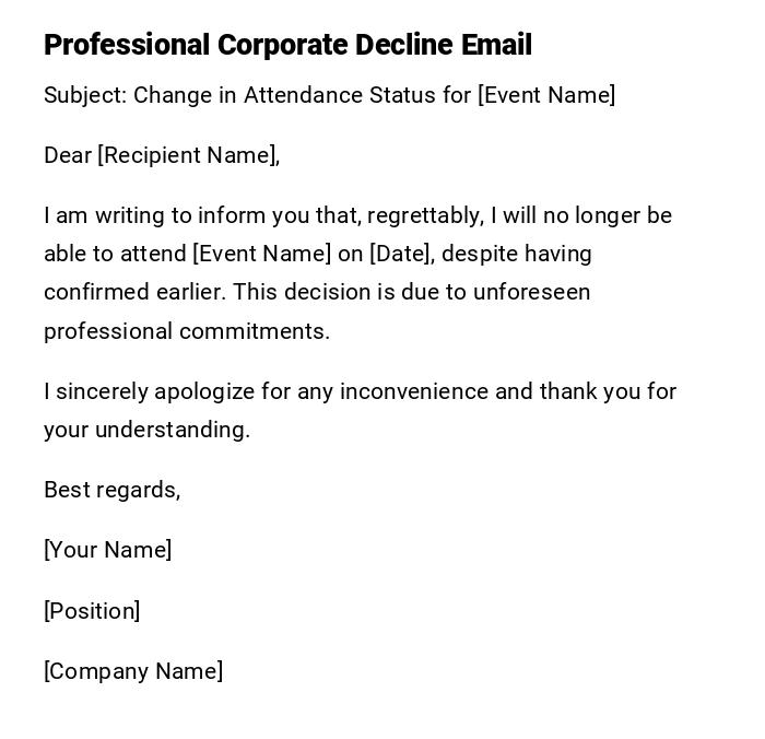 Professional Corporate Decline Email