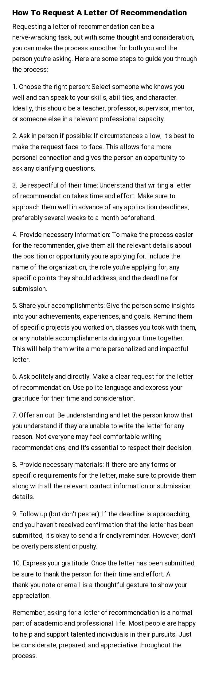 How To Request A Letter Of Recommendation
