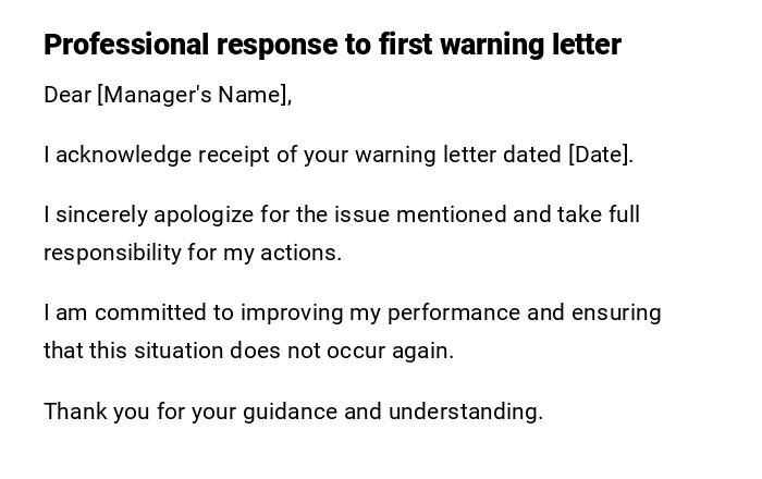 Professional response to first warning letter