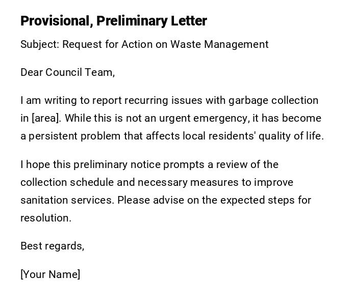 Provisional, Preliminary Letter