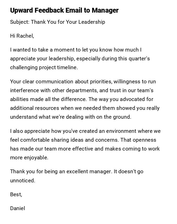 Upward Feedback Email to Manager Upward Feedback Email to Manager