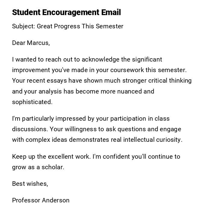 Student Encouragement Email Student Encouragement Email