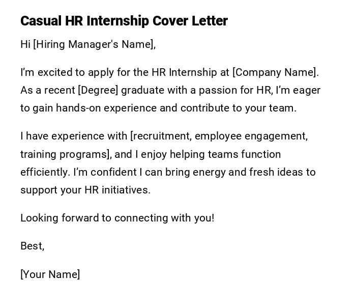 Casual HR Internship Cover Letter Casual HR Internship Cover Letter