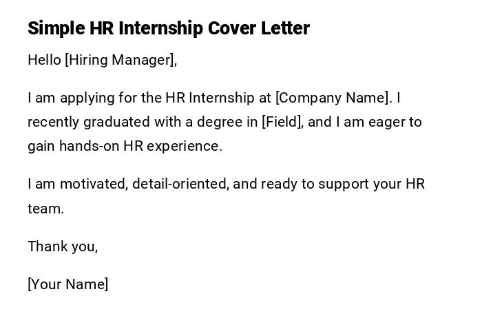 Simple HR Internship Cover Letter Simple HR Internship Cover Letter