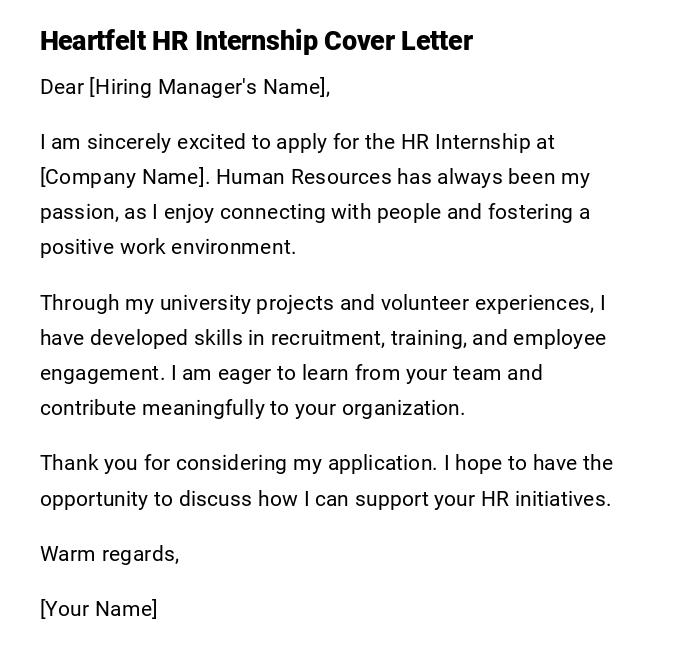 Heartfelt HR Internship Cover Letter Heartfelt HR Internship Cover Letter
