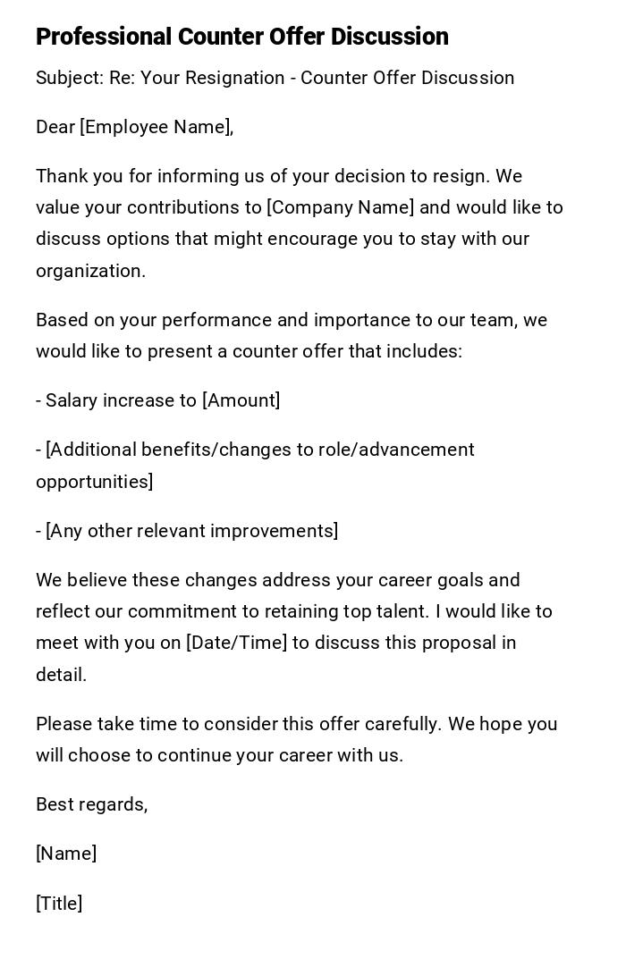 Professional Counter Offer Discussion Professional Counter Offer Discussion