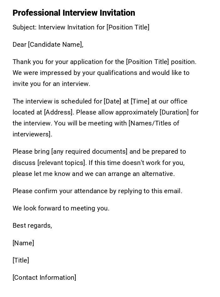 Professional Interview Invitation Professional Interview Invitation