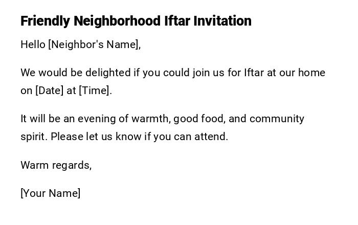 Friendly Neighborhood Iftar Invitation